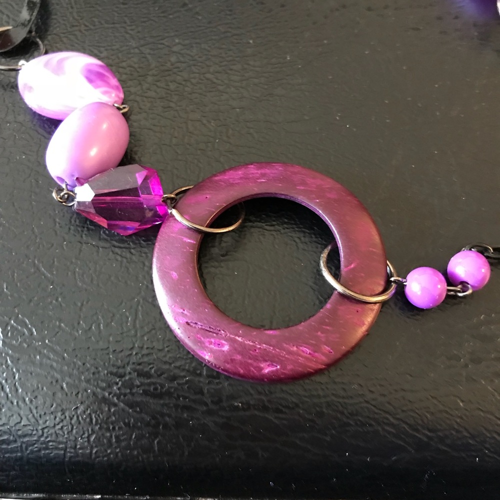 3 for $20 Purple Bead and Black Chain Necklace - Picture 3 of 4